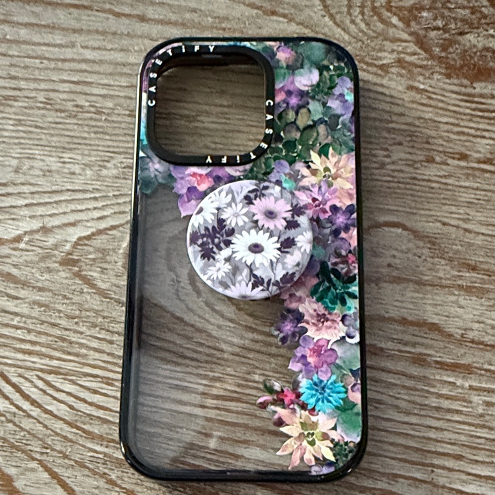 Casetify Succulent Floral Phone Case with PopSocket - Black